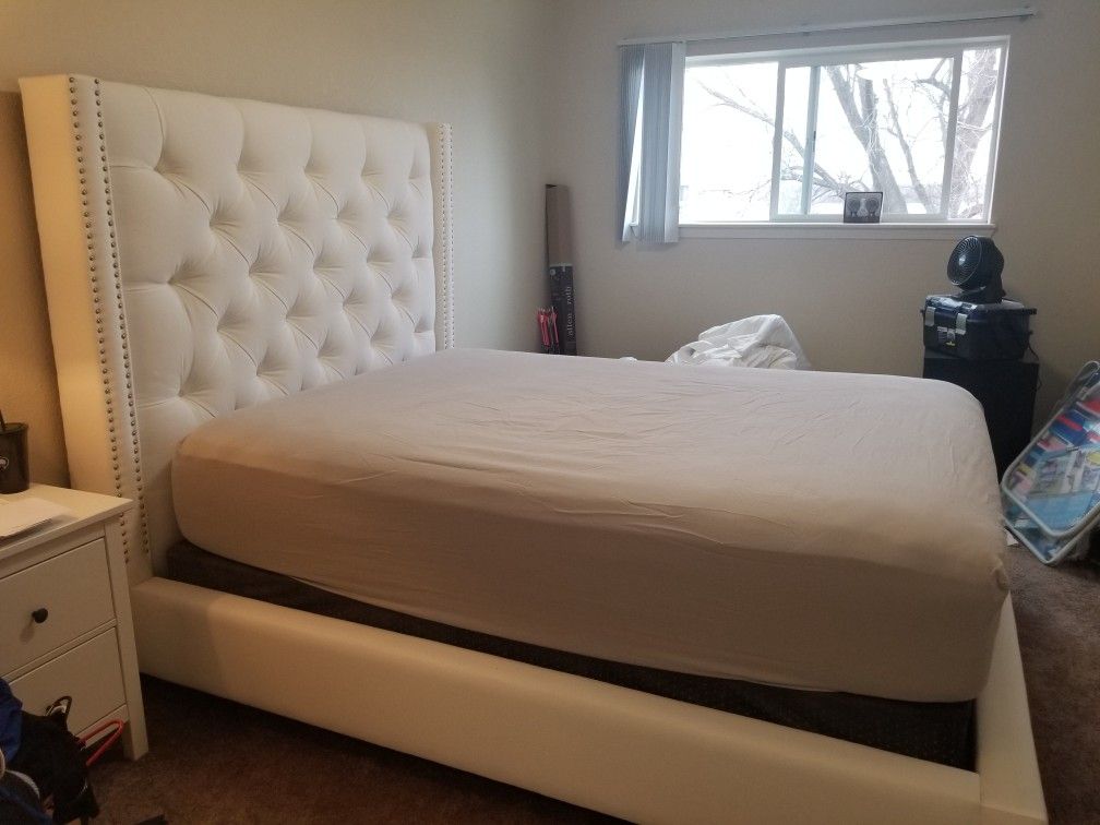 Pottery Barn Tufted Tall Bed Frame