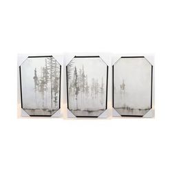 Set of 3 16x24 Canvas Print Wall Art in Faux Wood Floating Frame