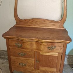 Antique dry sink with towel rack