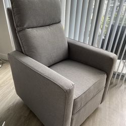 Pillowback Swivel Glider in Polyester, Misty Grey