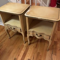 Pair French Provincial Nite Stands Or End Tables W Chair 