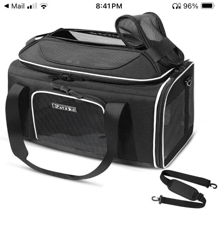 *NEW*(1227) Petskd Top-Expandable Pet Carrier 17x12x8.5 Inches JetBlue Frontier Spirit Airline Approved, Soft-Sided Carrier for Small Cats and Dogs wi