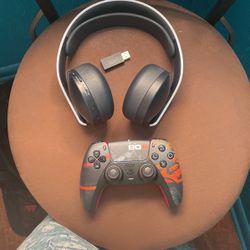 custom ps5 controller and ps5 headset