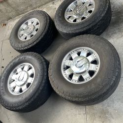 4 - 35x12.50r17LT 8x6.5 8x165.1 Stock Hummer H2 Chrome Rims Wheels With Tires!!!