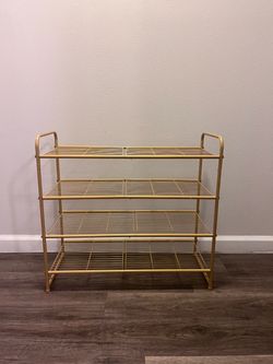 Gold 4-Tier Metal Shoe Rack