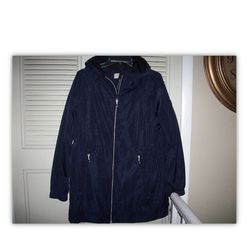 NWT MICHAEL KORS Zipper Jacket MEDIUM Navy Hooded Polyester Parka/Jacket $150.00