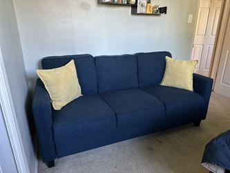 Navy Blue Sofa With Pillows