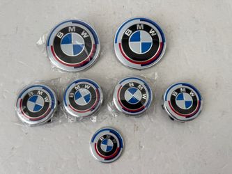 Universal 82mm 56mm BMW 50th Anniversary Style 7 PC Emblem Set