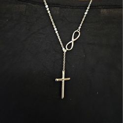 Sterling Silver CROSS and INFINITY threaded Chain Necklace