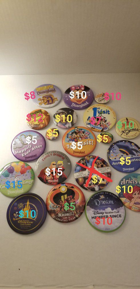 Disney Pin Back Buttons