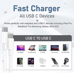 USB-C to USB-C Cable 3.3ft Type C Charging Charger Cord Compatible with  Samsung Galaxy S22/S21/S20 Ultra, Note 20/10, MacBook Air, iPad Pro, iPad  Air for Sale in Buena Park, CA - OfferUp