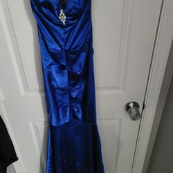 Royal Blue Strapless Mermaid Dress Or Gown... Size 2
