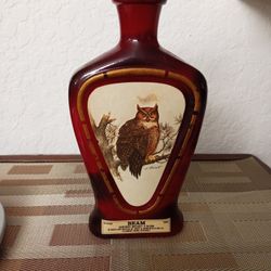 Jim Beam Kentucky Whiskey Horned Owl Decanter Art by J. Lockhart Still Have Whiskey Left