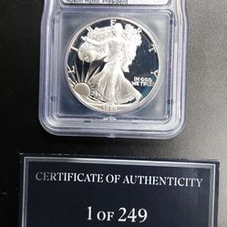 1989 S American Silver Eagle PR70 ICG Black Lable 1 Of 249