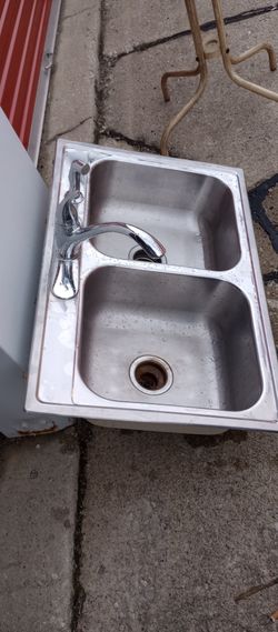 Stainless Steel Double Basin Kitchen Sink With Faucet