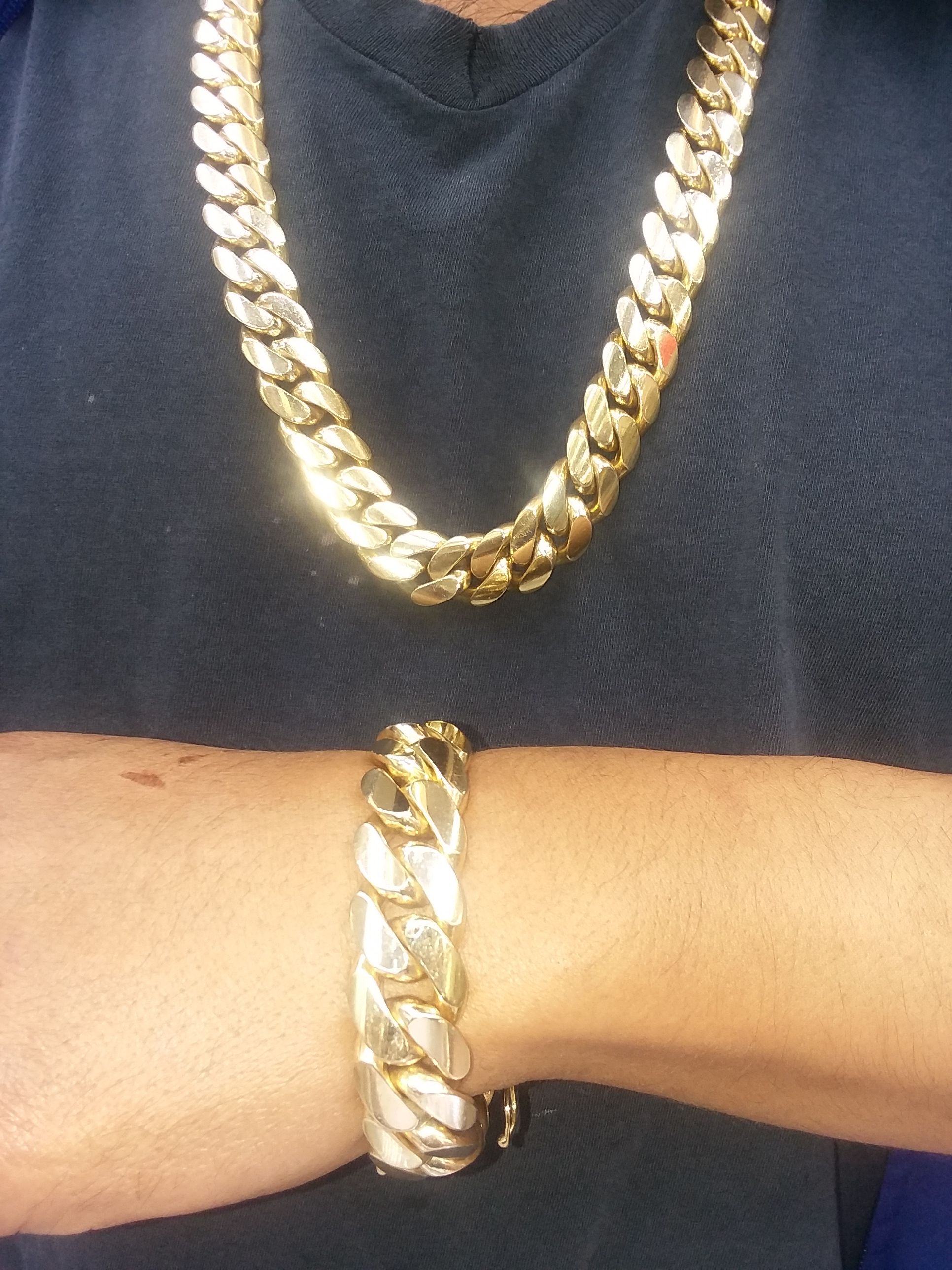 10k Solid Gold Cuban Link Chain Bracelet Almost ONE Kilo