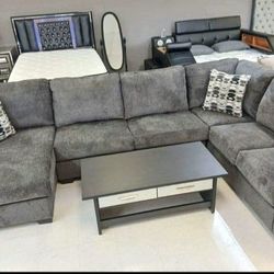 Brand New Ashley Ballinasloe Smoke Sectional Oversized 