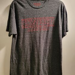 Netflix Stranger Things speckled heather gray t-shirt with a red outline logo Size L
