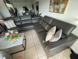 Sectional couch and lamp