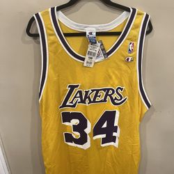 Vintage Champion Shaquille Shaq O'Neal Los Angeles LA Lakers Jersey 52 New NWT 