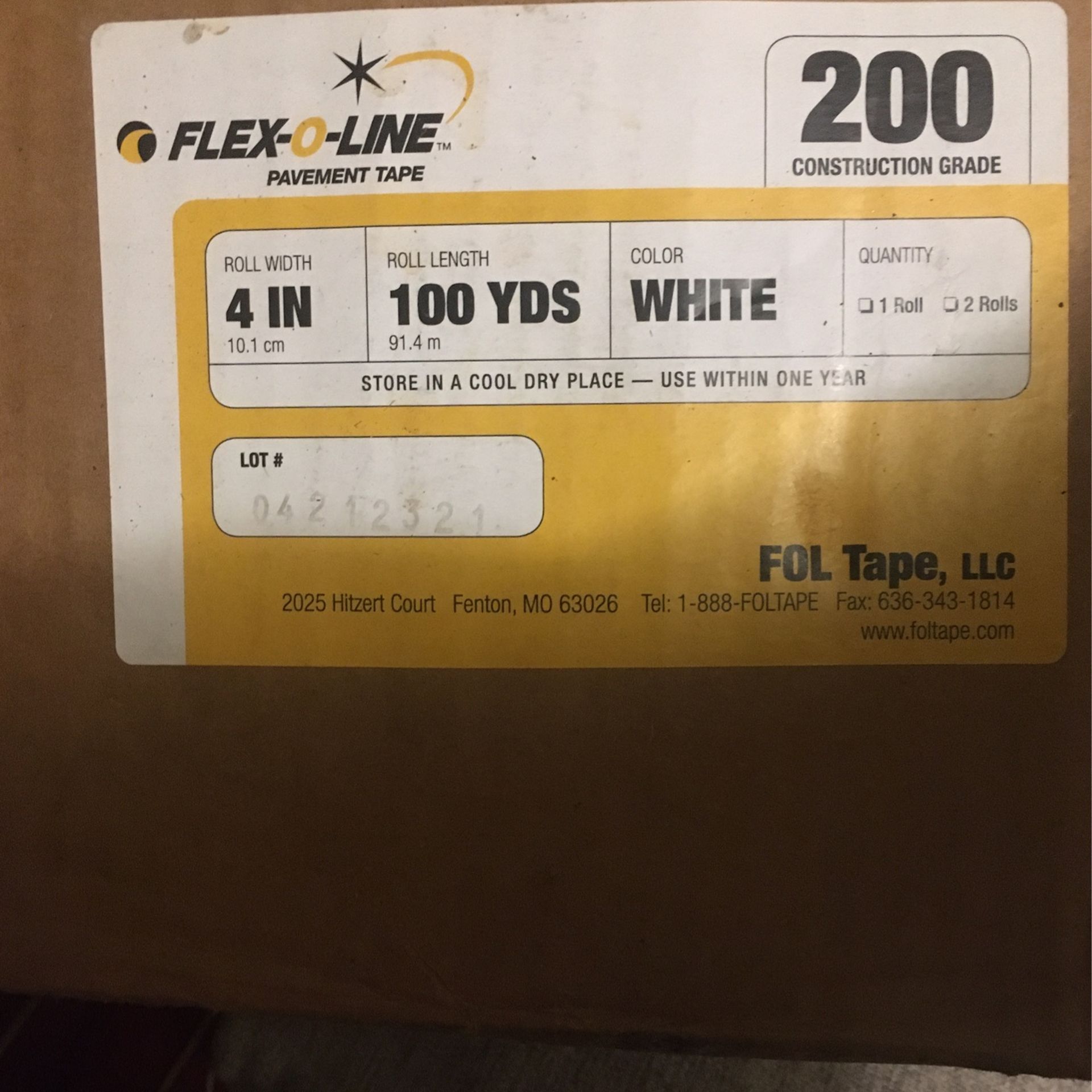 Pavement Tape 4in _ 100yds White Fol Tape