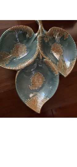 Large Mid Century Modern Vintage Serving Dish Aqua Blue Maurice Of Calif