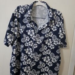 Tropical Hawaiian Men's Shirt XL Navy Blue