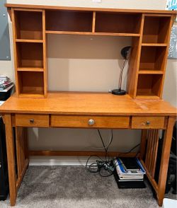 Wood Desk with Hutch and Drawers
