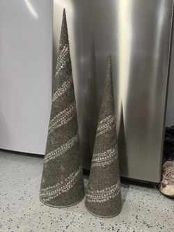 Silver Glitter Cone Trees