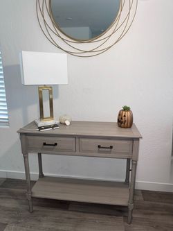 🤎 Modern Farmhouse Console Table — Refurbished | Built-In USB Charging