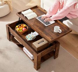 Coffee Table Lift Top Coffee Tables with Hidden Compartment and Storage Shelf Dining Table for Livin