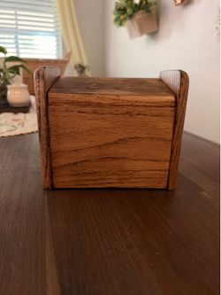 Vintage Handmade Oak Wall Hanging Box | Rustic Primitive Salt Cellar or Recipe Box