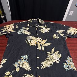 Tommy Bahama Floral Button Up Hawaiian Camp Shirt 100% Silk Preppy Beach Large