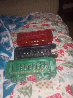 Antique Cast Iron Toy Train Cars 