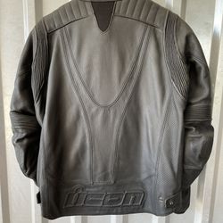 Icon  Black Leather Motorcycle Jacket  