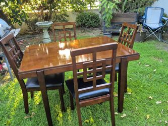 Wood Dining Table Set with 4 Chairs