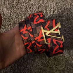 Louis Vuitton Belt Black Brown And Red Size 48/120