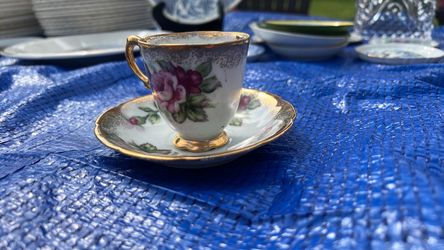 vintage footed porcelain teacup and saucer set