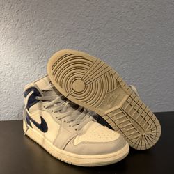 Size 9 Air Jordan 1 Mid Wolf Grey Midnight Navy