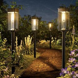 8 Pack Bright Solar Pathway Lights, IP65 Waterproof Outdoor Garden Path Lights