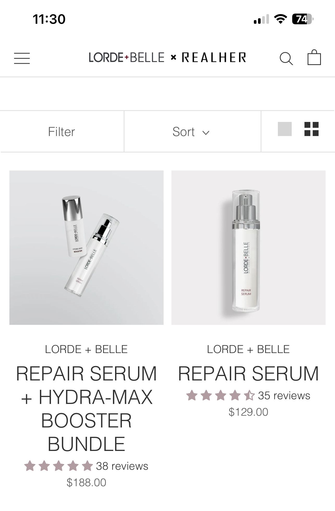 LORDE + BELLE REPAIR SERUM + HYDRA-MAX BOOSTER BUNDLE NEW. Original Price $188