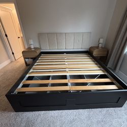 IKEA King Brimnes Bed Frame With Storage 