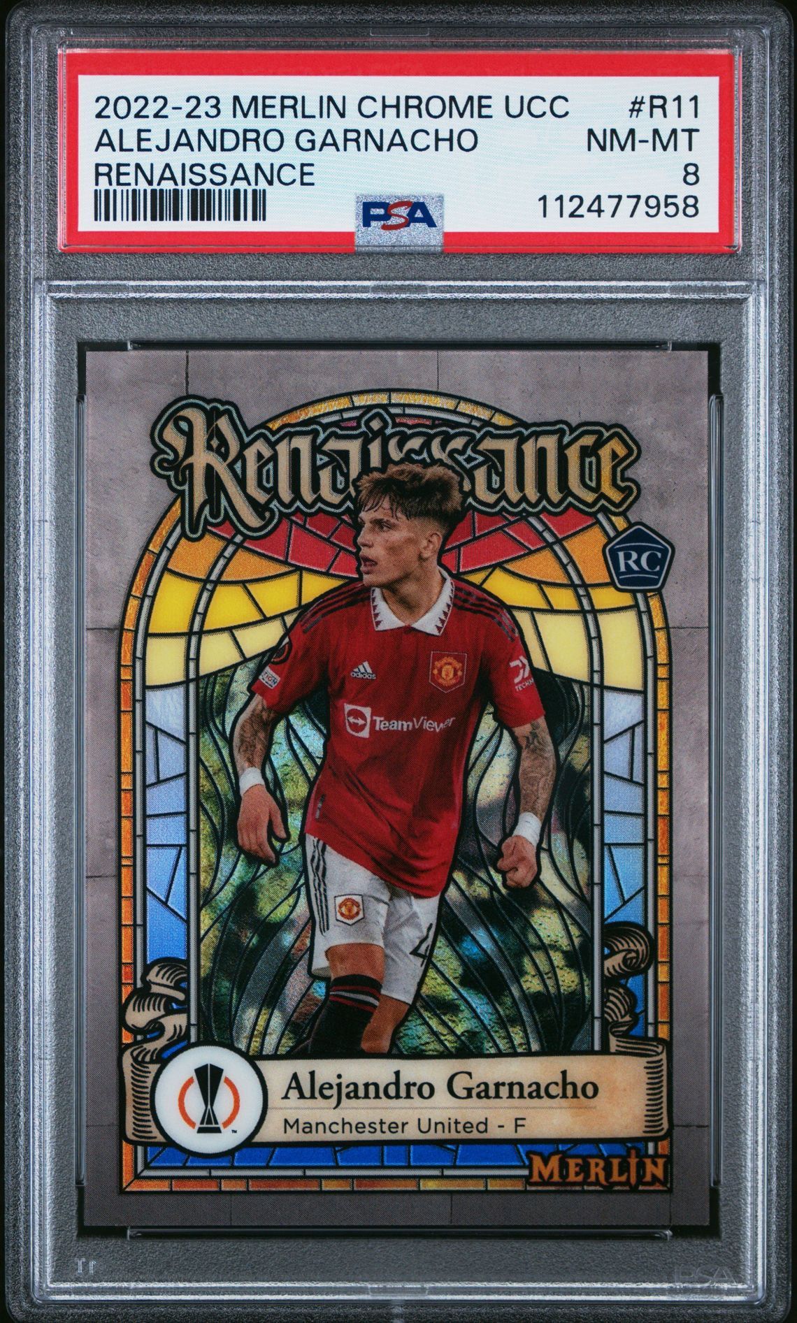 2022 Merlin Chrome UCC Alejandro Garnacho Renaissance #R11 PSA 8 Manchester United