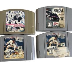 Nintendo 64 N64 Video Game Lot 4 Games NFL Nascar MLB 1(contact info removed)