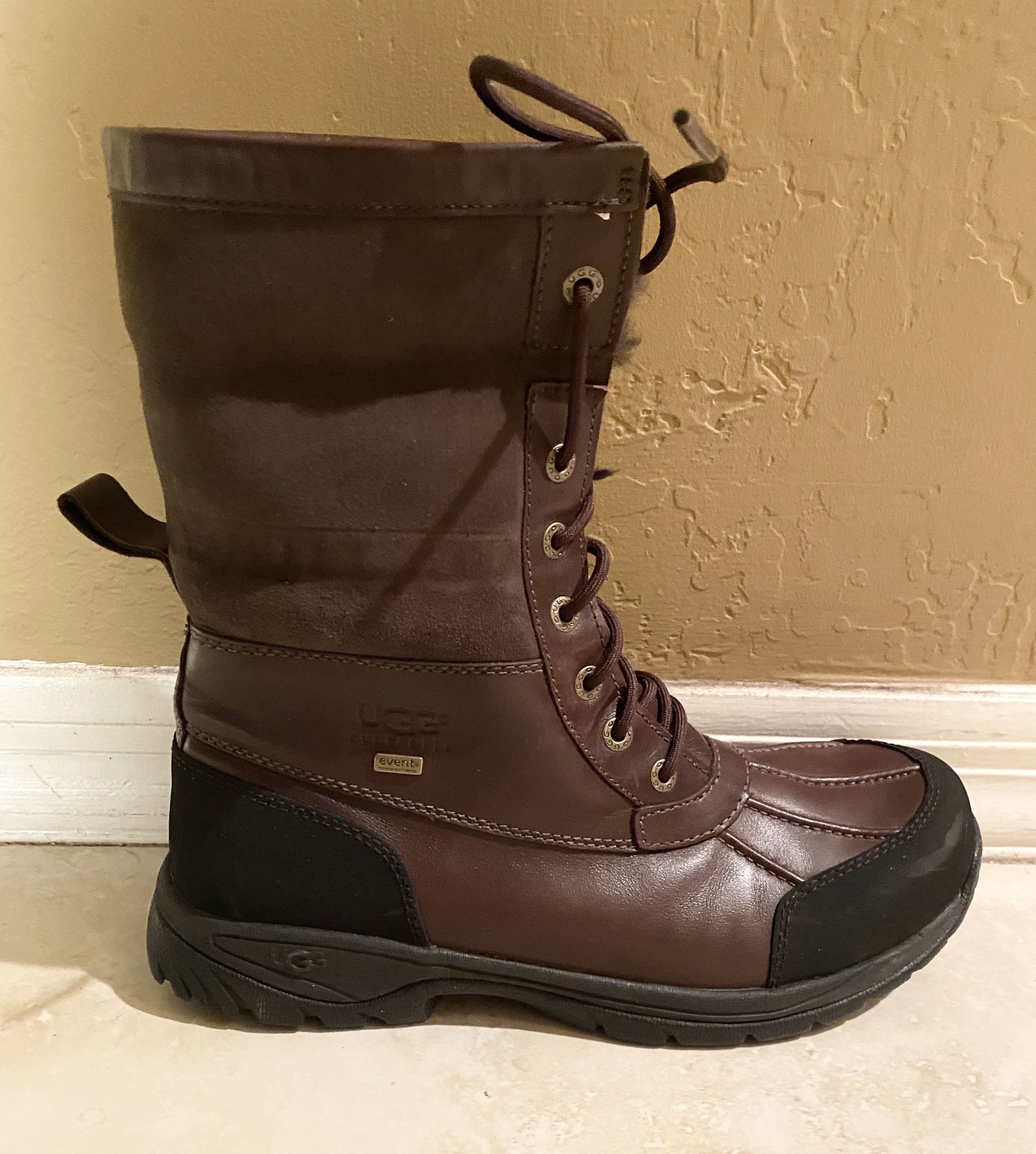 UGG Butte Waterproof Dark Brown Fur Winter Boots Men’s 9.5