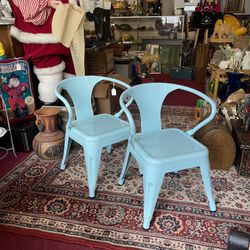 Childrens Small Tourquiose Enamel Chairs 
