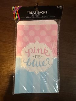 Blue and pink baby shower treat bags