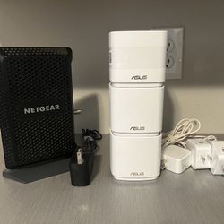 Netgear CM1000v2 Cable router with Asus AX Mini mesh (XD4R) WiFi System (3 nodes)
