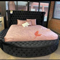 Brand New/ Brigitte Black King Upholstered Storage Bed Frame Cama// Mattress Sold Separately 