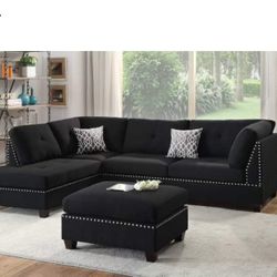 3-pc Sectional. In Black, Or Gray Color. Nice Quality.  